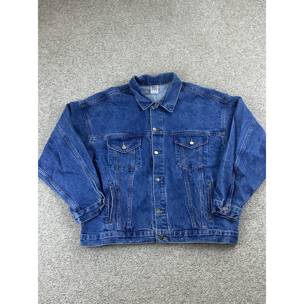 The Three Stooges Denim Trucker Jacket Size XL USA Comedy Larry Moe Curley